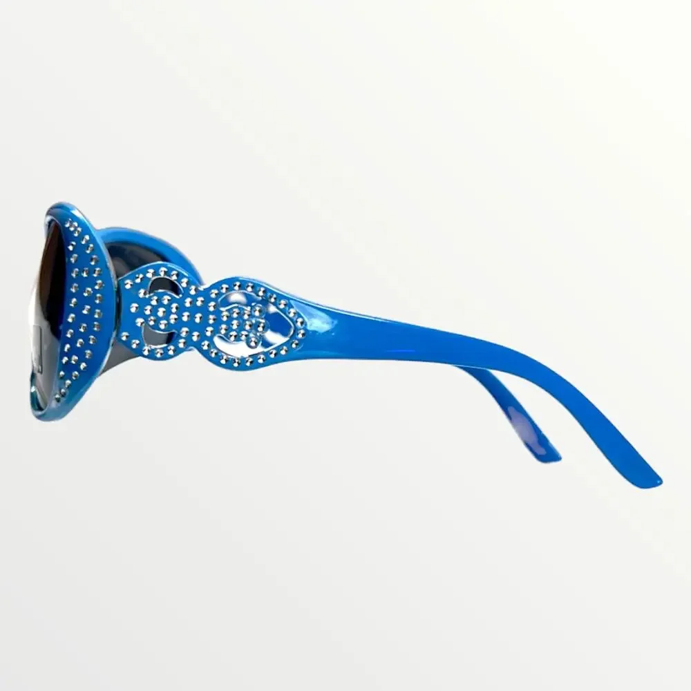 Kids Sunglasses 100% UV Protection Green & Blue Retro Frames With Glitter Detail